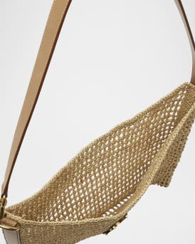 Oxalis YSL Monogram Shoulder Bag in Raffia with Bronze Hardware
