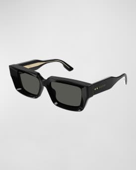 Beveled Acetate Rectangle Sunglasses 