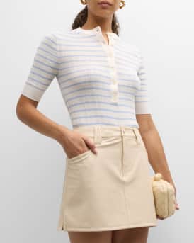 Fisher Pleated Button-Front Top
