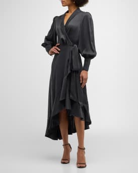 Silk Wrap Midi Dress