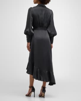 Silk Wrap Midi Dress