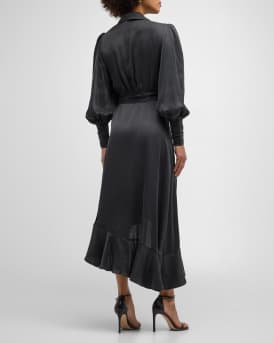Silk Wrap Midi Dress