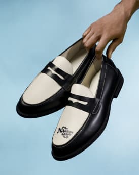 Men's Wilde Racing Flag Leather Penny Loafers