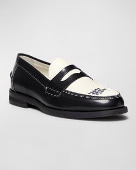 Men's Wilde Racing Flag Leather Penny Loafers
