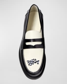 Men's Wilde Racing Flag Leather Penny Loafers
