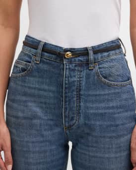 Knot Leather & Brass Skinny Belt