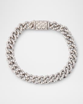 18K White Gold Cuban Diamond Chain Link Necklace, 8.00tcw