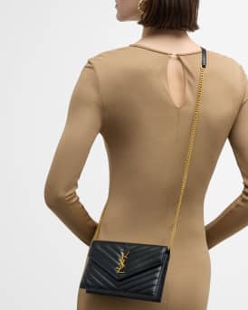 Small YSL Wallet on Chain in Quilted Leather 