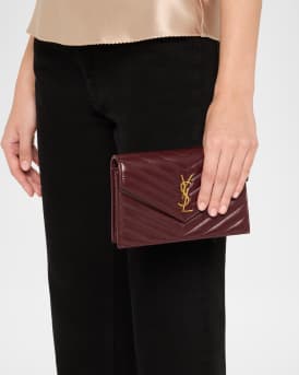 Small YSL Wallet on Chain in Quilted Leather 