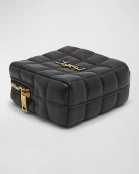 Cassandre Mini YSL Cube Pouch in Quilted Smooth Leather