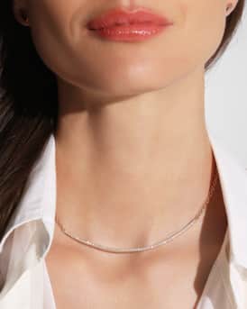 Clive 18K Rose Gold and Diamond Fluted Bar Necklace