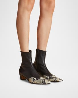 Dallas Mixed Leather Ankle Boots