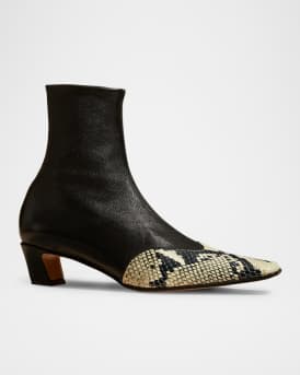 Dallas Mixed Leather Ankle Boots