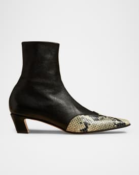Dallas Mixed Leather Ankle Boots