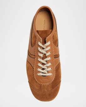 Mixed Leather Retro Runner Sneakers