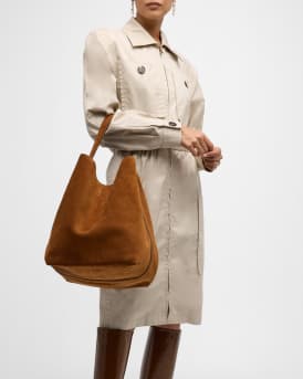 Large Belted Suede Tote Bag