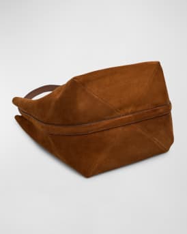 Large Belted Suede Tote Bag