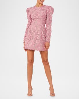 Christy Scalloped Floral Applique Mini Dress