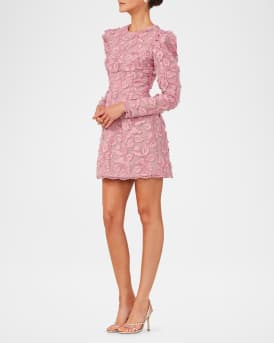 Christy Scalloped Floral Applique Mini Dress