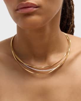 18K Yellow Gold Marrakech Three Strand Necklace with Diamonds