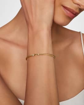 Cable Buckle Bracelet with Diamonds and 18K Gold, 2.6mm
