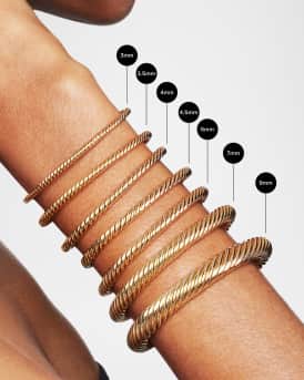 Cable Buckle Bracelet with Diamonds and 18K Gold, 2.6mm