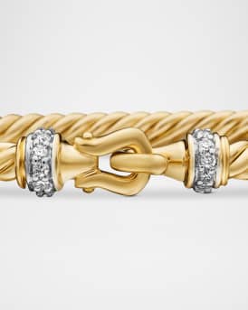 Cable Buckle Bracelet with Diamonds and 18K Gold, 2.6mm