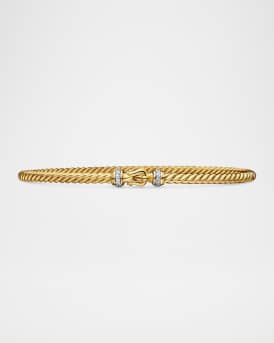 Cable Buckle Bracelet with Diamonds and 18K Gold, 2.6mm