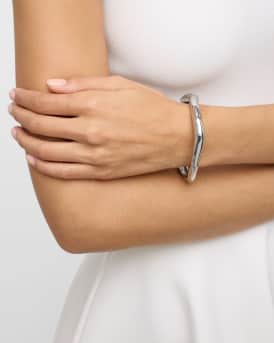 Molten Silver Bangle Bracelet, Size Large