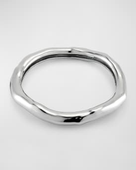 Molten Silver Bangle Bracelet, Size Large