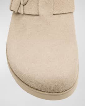 Men's Initial Buckle Suede Mules