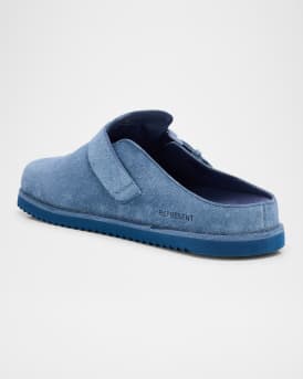 Men's Initial Buckle Suede Mules