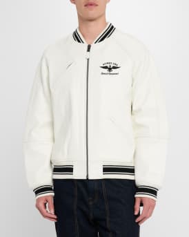 Men's Stadium Embroidered Leather Varsity Jacket