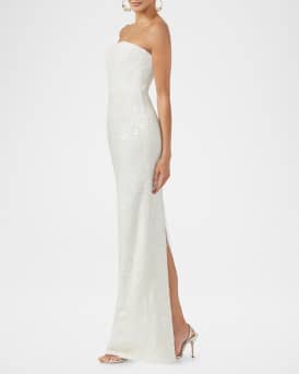 Serena Strapless Floral Sequin Column Gown