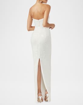 Serena Strapless Floral Sequin Column Gown