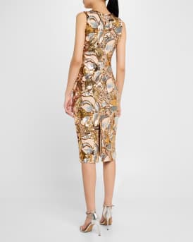 Alex Sleeveless Floral Sequin Midi Sheath Dress