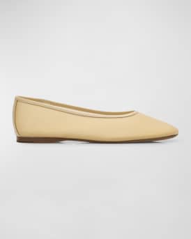 Leah Mesh Square-Toe Ballerina Flats