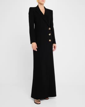 Double-Breasted Cady Maxi Tuxedo Dress