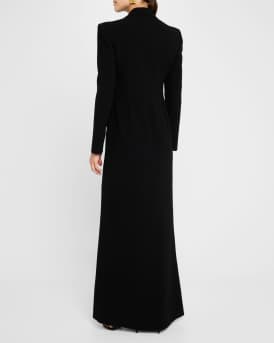 Double-Breasted Cady Maxi Tuxedo Dress