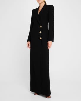 Double-Breasted Cady Maxi Tuxedo Dress
