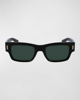 Men's Rivets Acetate Rectangle Sunglasses, 53mm