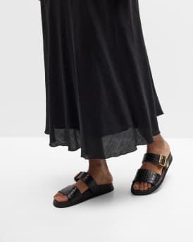 Croco Buckle Dual-Band Comfort Sandals