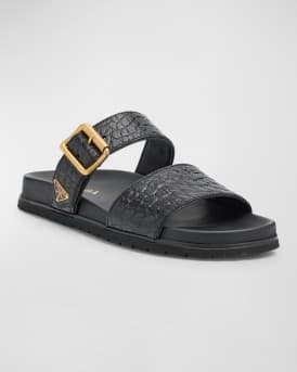Croco Buckle Dual-Band Comfort Sandals