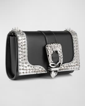 Giddy Paloma Buckle Spike Leather Clutch Bag
