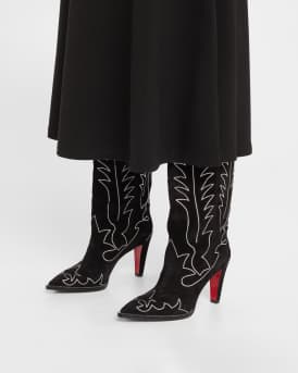 Santia Suede Strass Red Sole Western Boots
