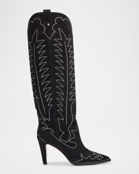Santia Suede Strass Red Sole Western Boots