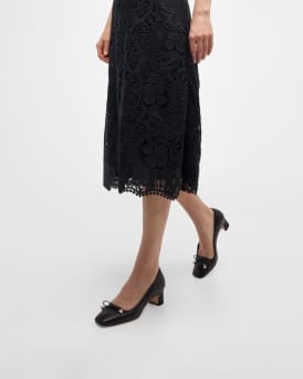 Elme Leather Bow Ballerina Pumps