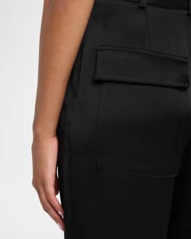 Mid-Rise Pleated Relaxed Straight-Leg Doubleface Satin Pants