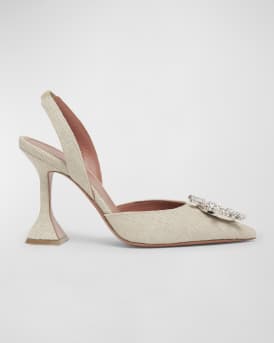 Begum Canvas Ornament Slingback Pumps