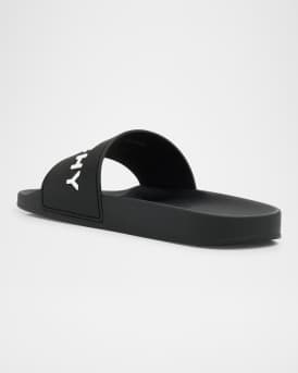 Men's Leather Logo Slide Sandals